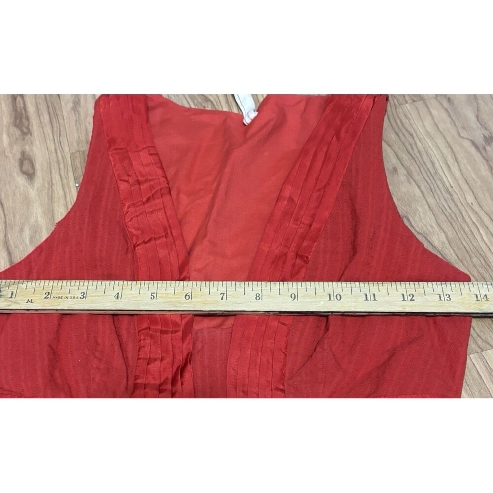 Maeve Anthroplogie Dress Womens 0 Red Cotton Silk Waist Tie Feminine Wedding - Picture 11 of 12